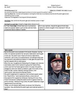 Preview of NYS Global II DBQ Jigsaw: Benito "Il Dude" Mussolini (Italy)