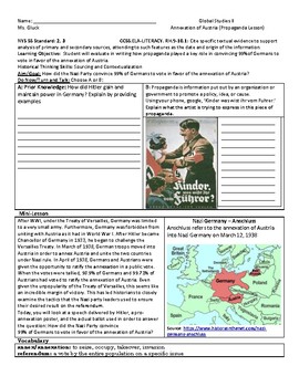 Preview of NYS Global II DBQ Jigsaw Road to WWII: Annexation of Austria (Propaganda Lesson)