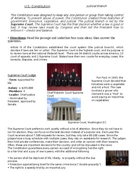 Preview of DBQ - Judicial Branch w/ KEY