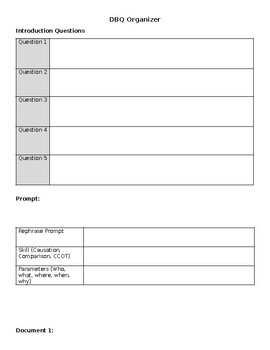 Preview of DBQ Organizer- For use with my DBQ Activities