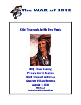 Preview of DBQ: Tecumseh Speech Close Reading and Primary Source Analysis