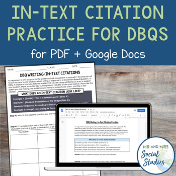 Preview of DBQ Writing Guide to Practice In-Text Citations