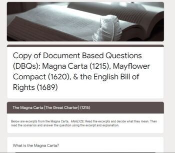 Preview of DBQs: Magna Carta, Mayflower Compact, & English Bill of Rights