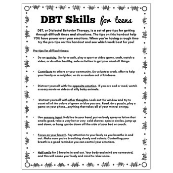 DBT Coping Skills Handout for Teens: Distress Tolerance | TpT