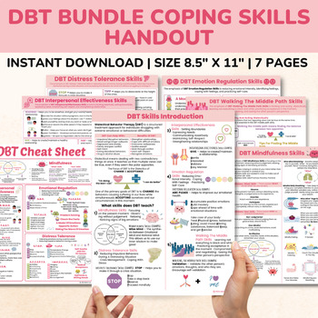 Preview of DBT Coping Skills Mental Health SEL Bundle-Counseling-Therapy Handouts-Kids-Teen