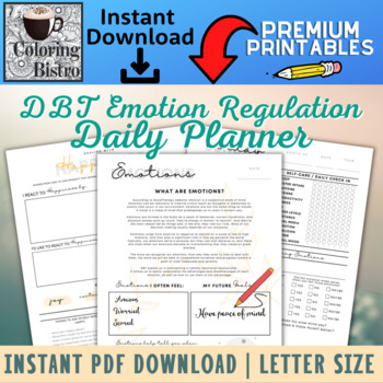 Preview of DBT Emotion Regulation Daily Planner & Guide, DBT Therapy, DBT Skills Diary