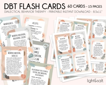 Preview of DBT Flash cards, Anxiety coping cards, Grounding cards, social psychology, CBT