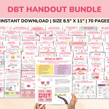 Preview of DBT Handouts Bundle-70 Pages-DBT Coping Skills Posters-Trauma Therapist Gift
