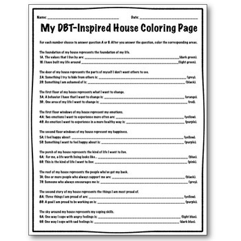 DBT House Inspired Color By Number Worksheet by Whimsy in School Counseling