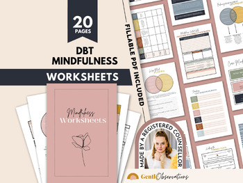 Preview of DBT Mindfulness Worksheets and Workbook for Teens and Adults