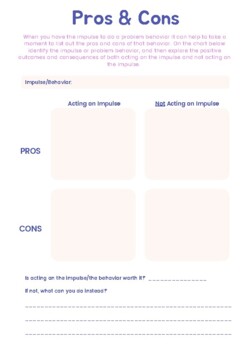 Preview of DBT Skill Worksheet - Pros & Cons