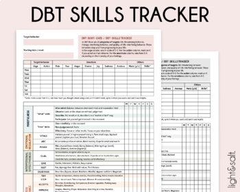 Preview of DBT Skills Tracker, DBT Diary Card, Mood tracker, Coping skills, BPD, PTSD