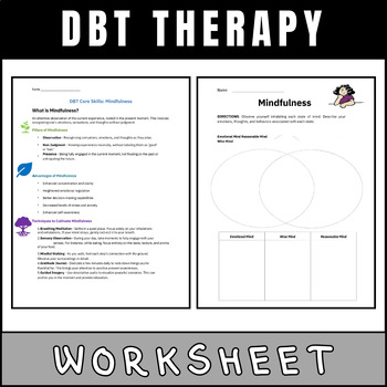 Preview of DBT Therapy Printables Worksheets