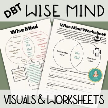 Preview of DBT Wise Mind Visual, Psychoeducation, Dialectical Behavior Therapy Worksheets