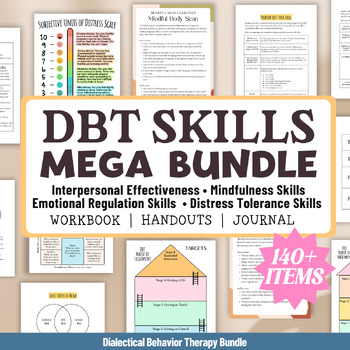 Preview of DBT Worksheets Teens Counseling Workbook Skills Dialectical Behavior Therapy SEL