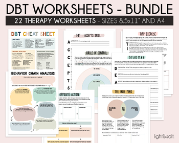 Preview of DBT skills therapy worksheets, DBT workbook, Coping skills, zones of regulation