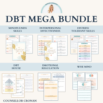 Preview of DBT worksheets, dbt printables, dbt cards, anxiety, depression, social anxiety