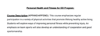 Preview of DD Personal Health and Fitness Unit Plans
