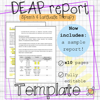 Preview of DEAP report template | Phonology assessment evaluation | Speech language therapy