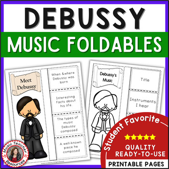 Preview of Music Composer Worksheets - DEBUSSY Biography Research and Listening Foldables