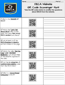 Preview of DECA Website QR Code Scavenger Hunt