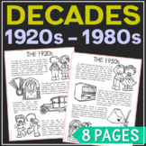 DECADES Posters | Social Studies Notes Activity | History 