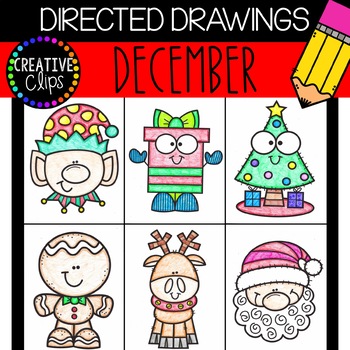 Preview of DECEMBER Directed Drawings: Christmas {Made by Creative Clips Clipart}