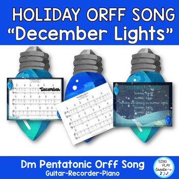 Preview of Holiday Music Lesson and Choral Song : "December Lights" Song, Recorder, Orff
