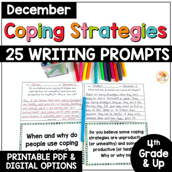 Preview of DECEMBER Social Emotional Learning Daily Writing Prompts: Coping Strategies