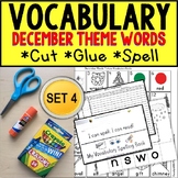 DECEMBER Vocabulary and Fine Motor MONTHLY Worksheets for 