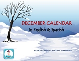 DECEMBER WINTER HOMEWORK CALENDAR in English and Spanish- 
