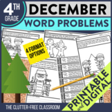 DECEMBER WORD PROBLEMS Math 4th Grade Fourth Activities Wo