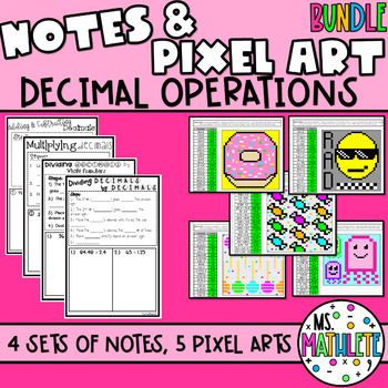 Preview of DECIMAL OPERATIONS Notes & Pixel Art BUNDLE