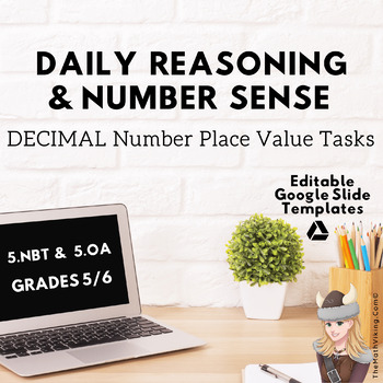Preview of DECIMAL Place Value Number Sense  Templates Google digital printable NOTD 