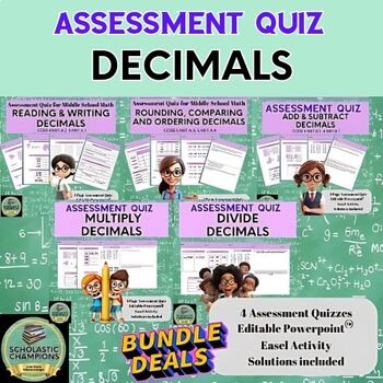 Preview of DECIMALS-Assessment Quizzes/Test-BUNDLE-5th/6th Grade Middle School Math