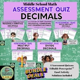 DECIMALS-Assessment Quizzes/Test-BUNDLE-5th/6th Grade Midd