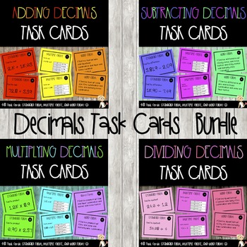 Preview of DECIMALS TASK CARDS BUNDLE: ADDING, SUBTRACTING, MULTIPLYING, AND DIVIDING