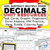 DECIMALS BUNDLE Task Cards, Error Analysis, Graphic Organi