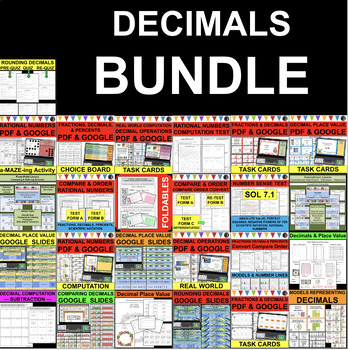 Preview of DECIMALS Models Computation BUNDLE Differentiated Activities PDF & GOOGLE SLIDES