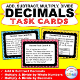 DECIMAL OPERATIONS Word Problems - Task Cards {40 Cards}
