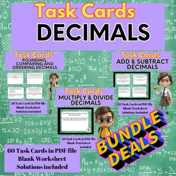 Preview of DECIMALS * Task Card Bundle * 4th & 5th Grade Middle School Math