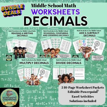 Preview of DECIMALS * Worksheet Bundle for Middle School Math * 4th/5th/6th Grade