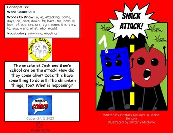 Preview of DECODABLE READER  (-ck ending sound) PHONICS COMIC BOOK- Snack Attack - SOR