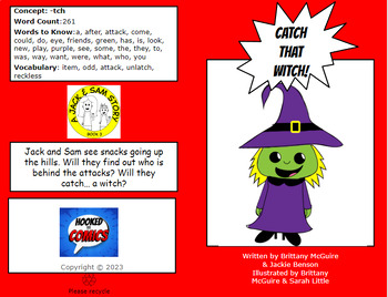Preview of DECODABLE READER (-tch ending sound) PHONICS COMIC BOOK- Catch That Witch! - SOR