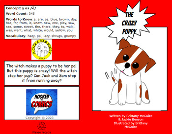 Preview of DECODABLE READER  (y as /e/) PHONICS COMIC BOOK- The Crazy Puppy- SOR