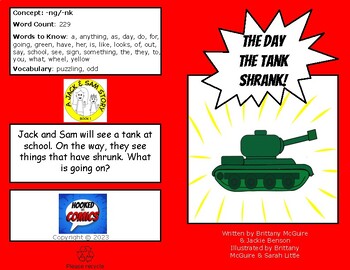 Preview of DECODABLE READER (ng/nk)- PHONICS COMIC BOOK- The Day the Tank Shrank - SOR, OG