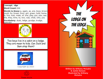 Preview of DECODABLE READER  (-dge) PHONICS COMIC BOOK- The Lodge on the Ledge- SOR, OG