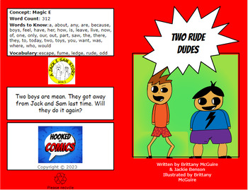 Preview of DECODABLE READER (Magic E)  PHONICS COMIC BOOK- Two Rude Dudes- SOR