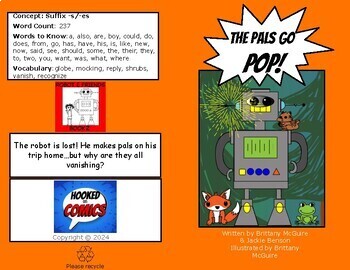 Preview of DECODABLE READER- suffix -s -es - PHONICS COMIC BOOK-  The Pals Go POP! SOR, OG