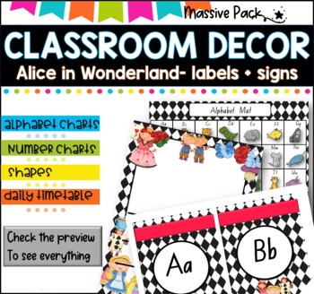 Preview of DECOR l ALICE IN WONDERLAND l Labels, signs, posters charts 